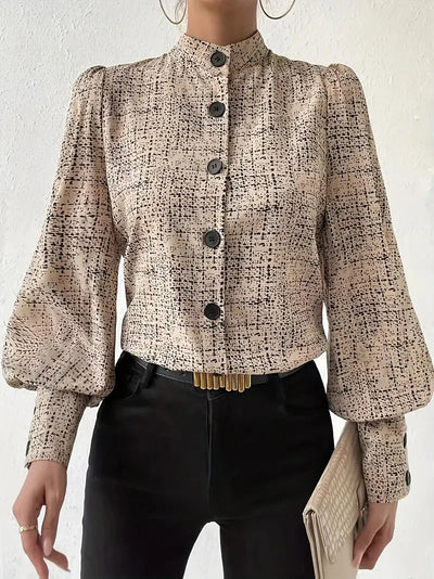 Bluse mit abstraktem Print und Puffärmeln für Frauen
