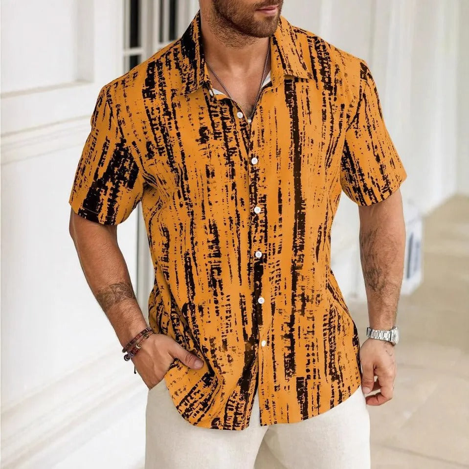 Herrenhemd aus Viskose mit abstraktem Aufdruck im Freizeitstil - Mateo