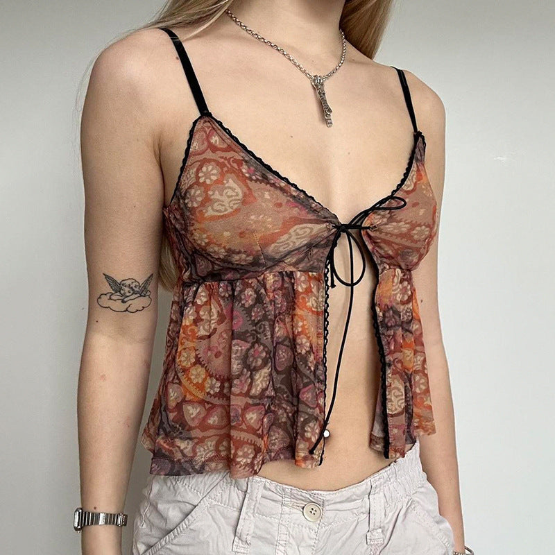 Figurbetontes Tanktop mit Blumenmuster für Frauen
