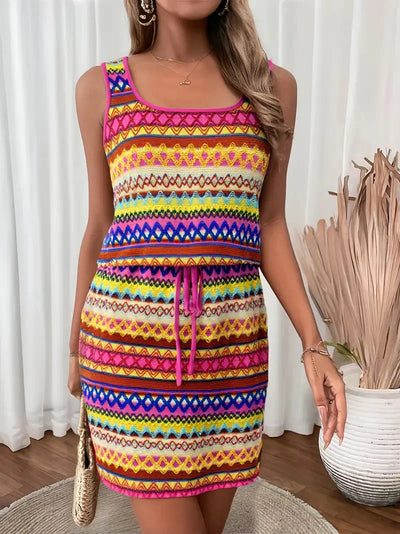 Farbenfrohes gestricktes Sommerkleid für Frauen