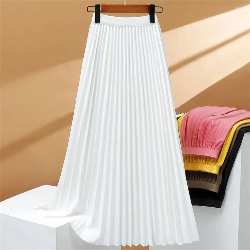 Langer Stretch-Faltenrock mit hoher Taille, elegant und bequem, perfekt für einen raffinierten und femininen Look