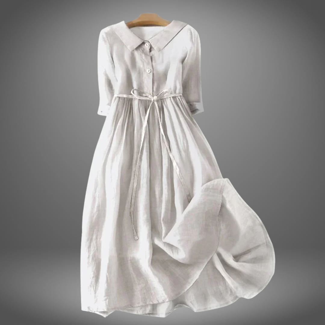 Emilia©️ | Stilvolles künstlerisches Baumwollkleid mit schlichtem Schnitt