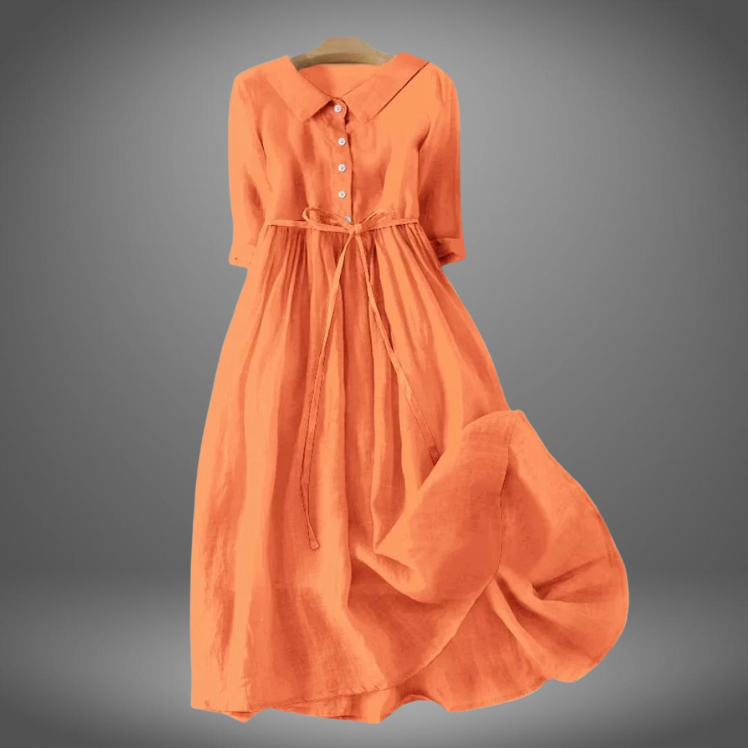 Emilia©️ | Stilvolles künstlerisches Baumwollkleid mit schlichtem Schnitt