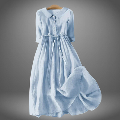 Emilia©️ | Stilvolles künstlerisches Baumwollkleid mit schlichtem Schnitt