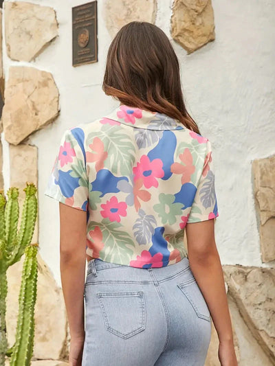 Tropenhemd mit kurzen Ärmeln und Knöpfen für Frauen