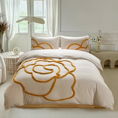 BlossomDream Set - Eleganter Getufteter Bettbezug Mit Floralem Design