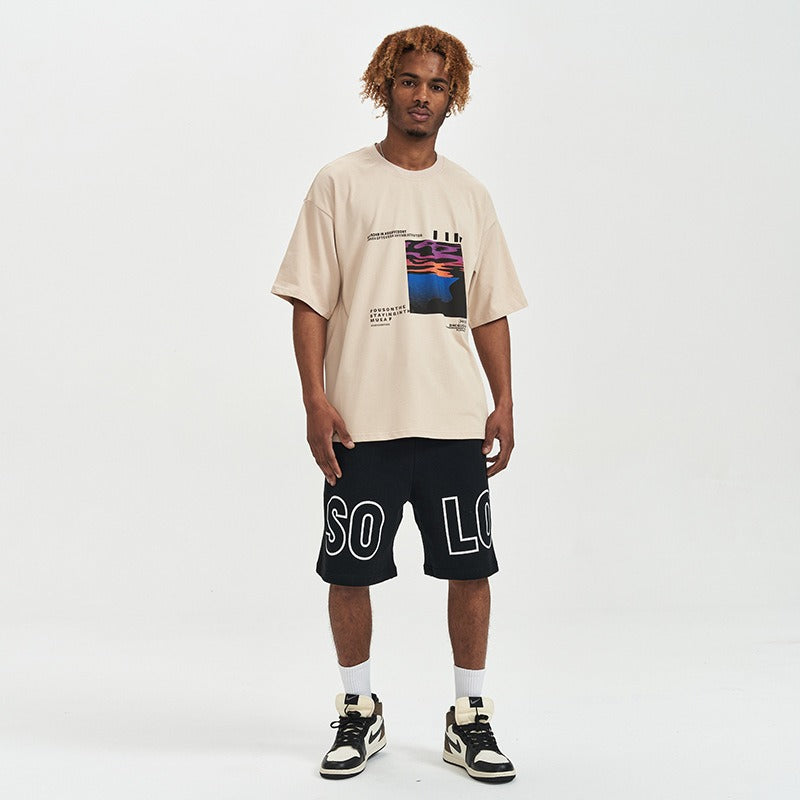 Herren-T-Shirt aus Baumwolle in Übergröße mit grafischem Aufdruck - Joel