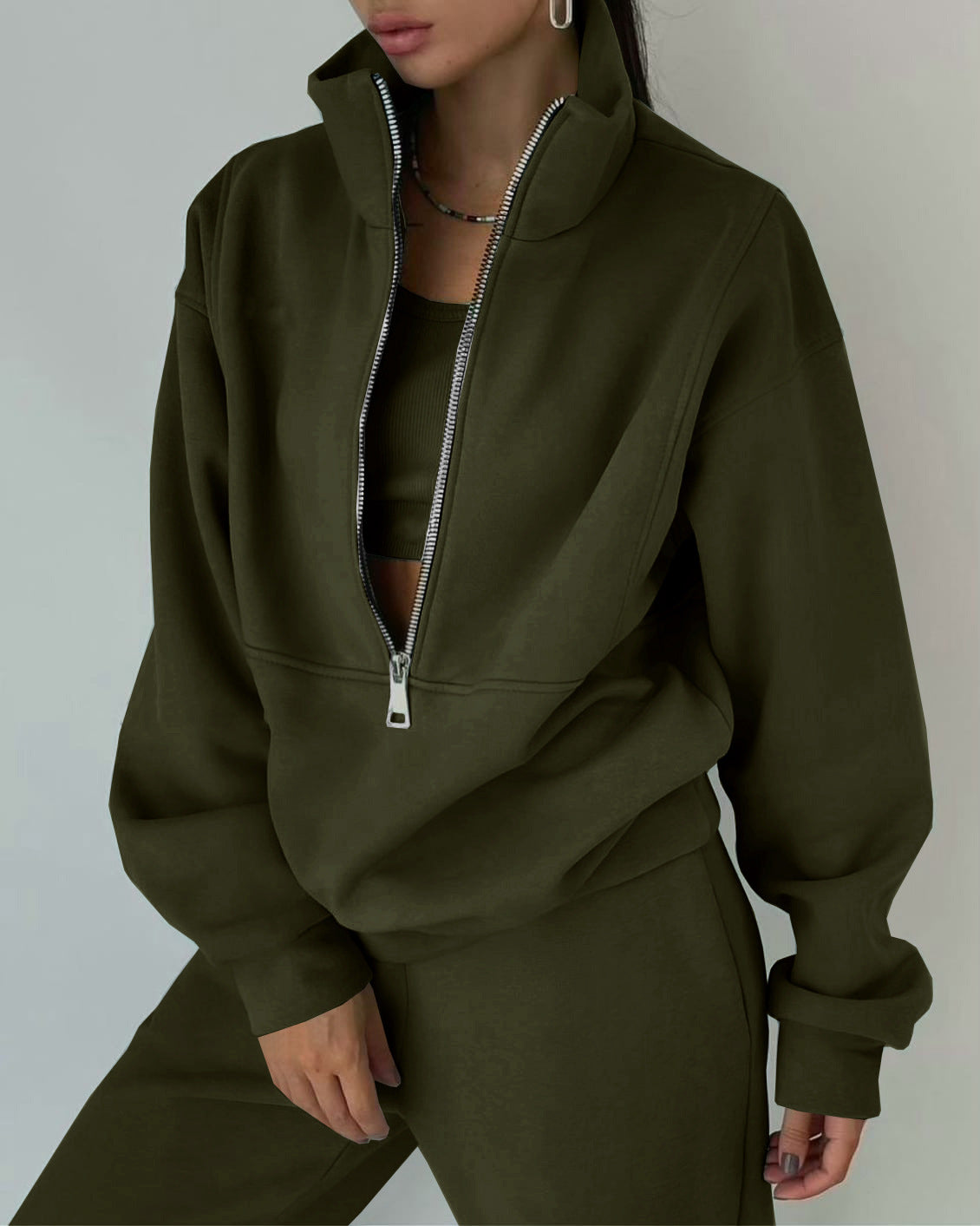 TINATII  Damen Sweatshirt und Hose Set mit Reißverschluss