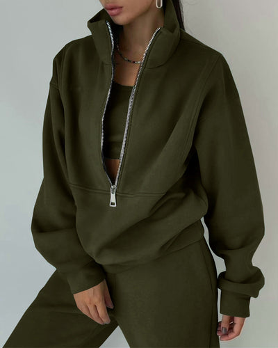 TINATII  Damen Sweatshirt und Hose Set mit Reißverschluss