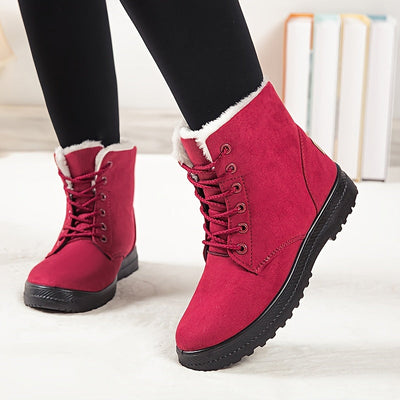 Winterschuhe Damen | Schnürung Flache Sohle Stiefel
