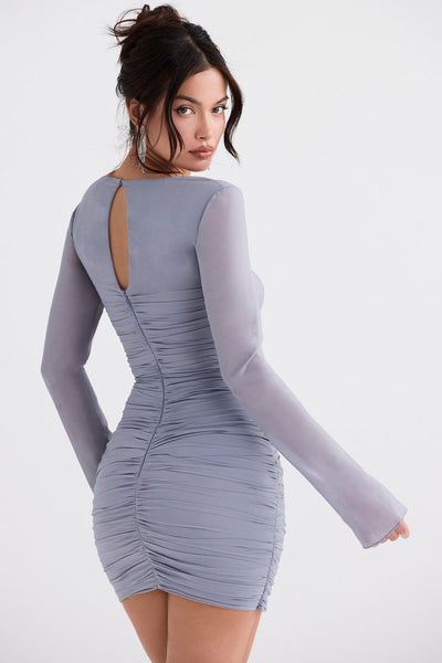 Schwarzes Seidenminikleid mit Cut Out Detail für Frauen