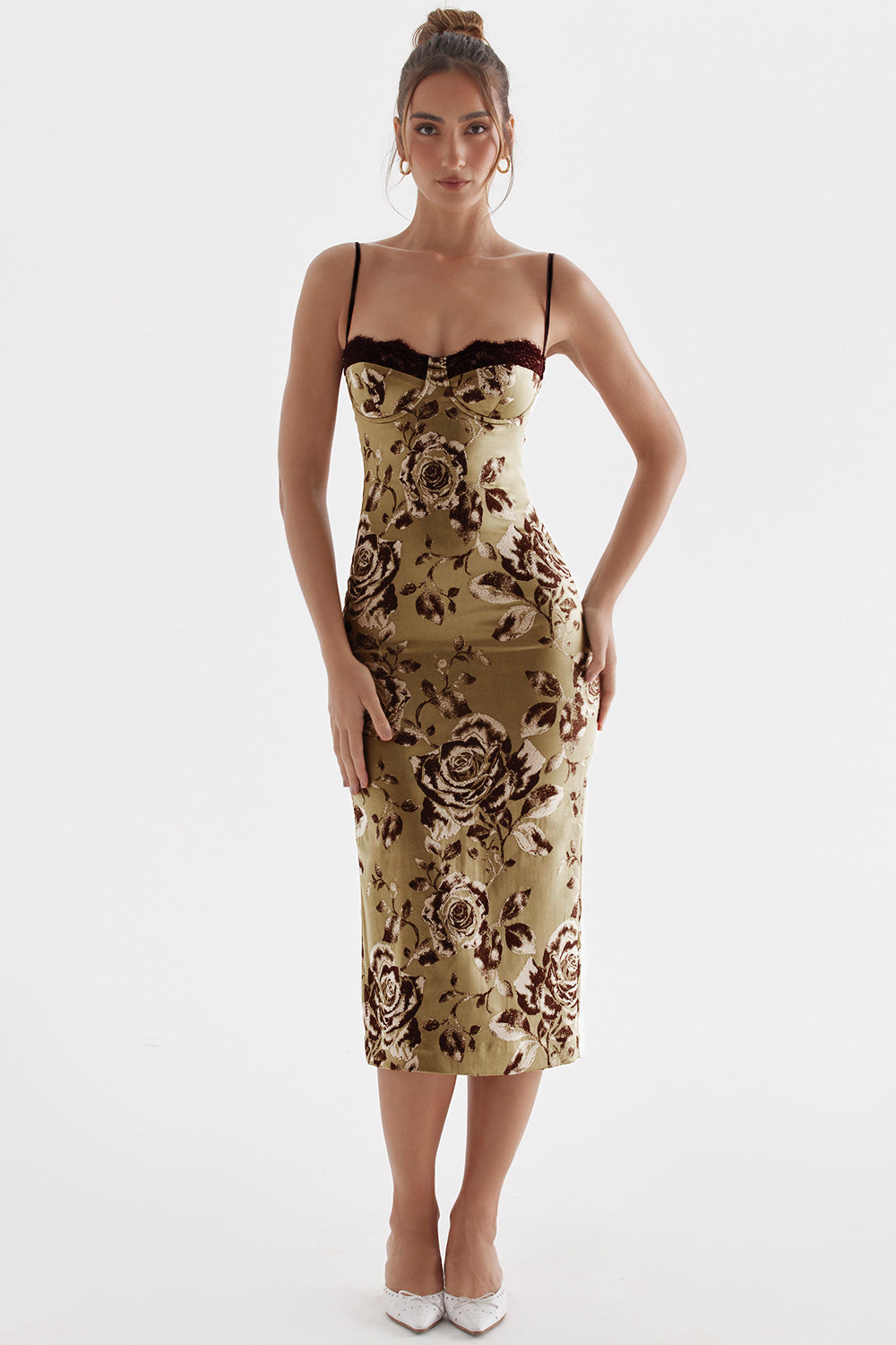 Midikleid mit Blumenmuster und müheloser Eleganz für Frauen