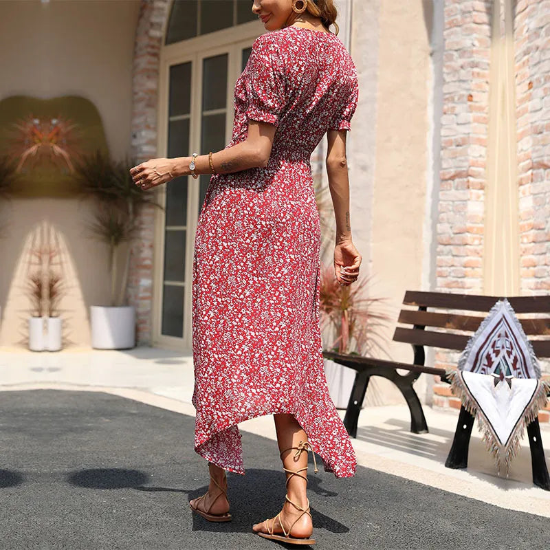 Scarlett - Midikleid mit Knöpfen und Blumendruck