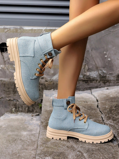 Lässige Damen-Stiefeletten aus strukturiertem Canvas im urbanen Stil - Martina