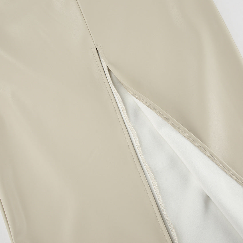 Krystal | High Waist Rock aus Kunstleder mit elegantem Schlitz