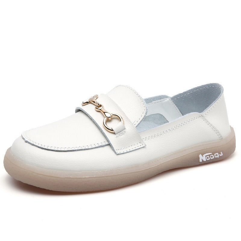 Flache Damen-Slipper weiß metallisch - Melora