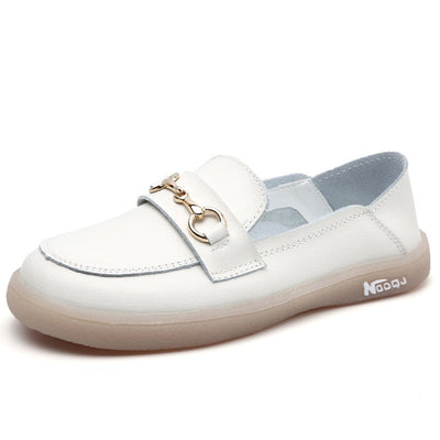 Flache Damen-Slipper weiß metallisch - Melora