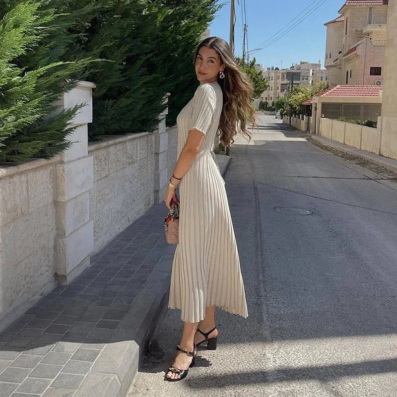 Gisela® | Einfarbiges Strick-Maxikleid