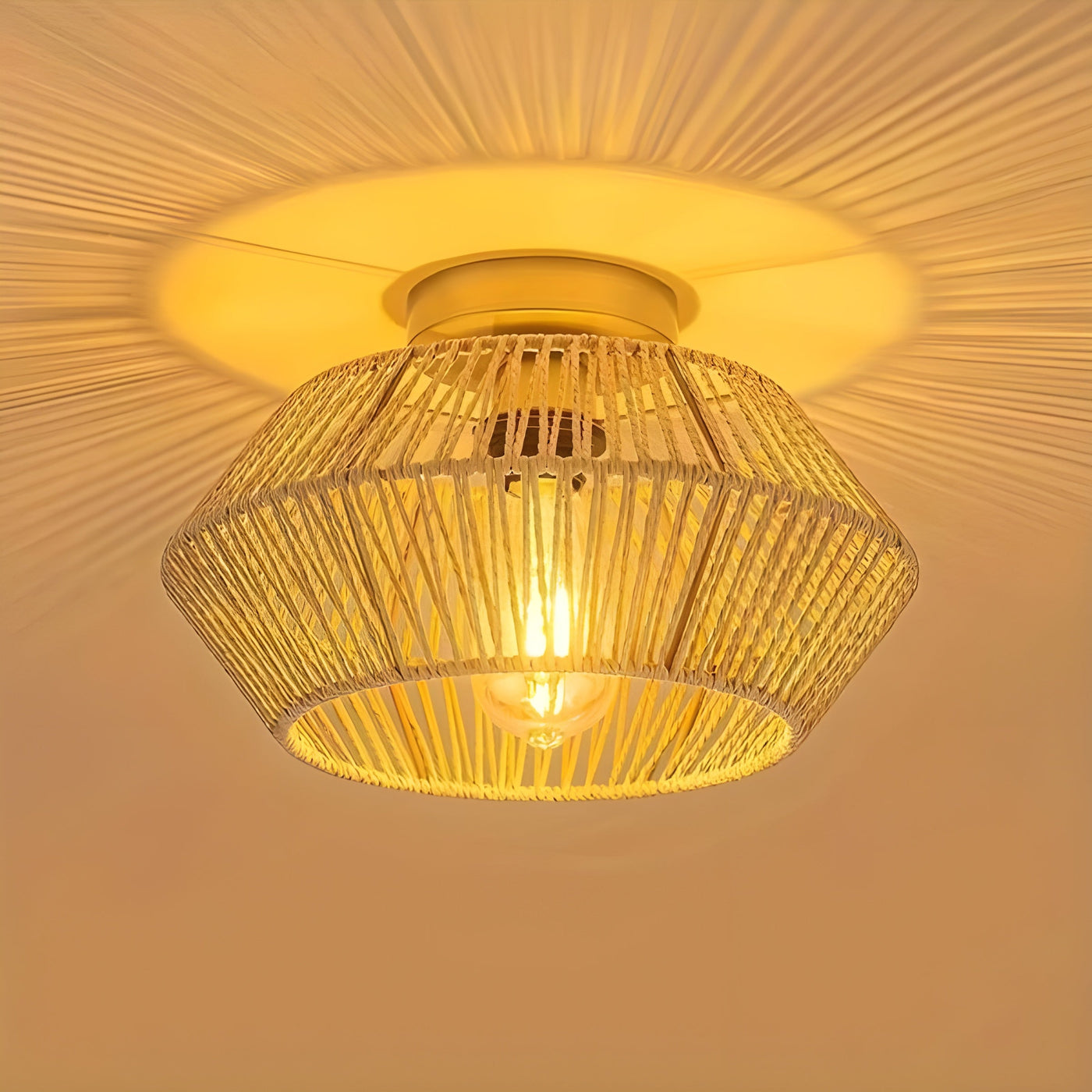 HavenWeave Light - Vintage LED Rattan Geflochtene Deckenleuchte