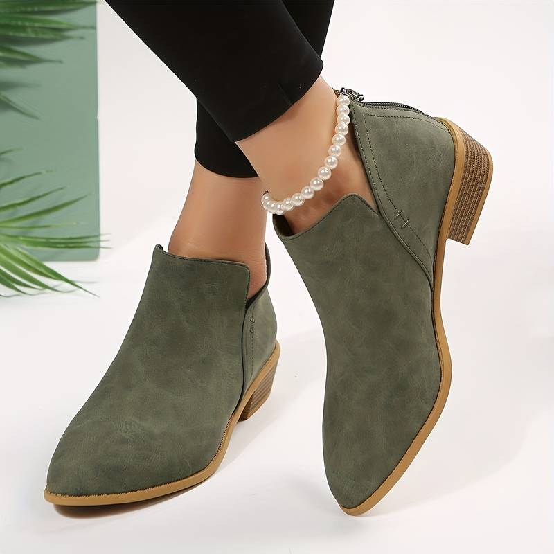 Damen Winter Wildleder Stiefeletten mit Slip-On-Design