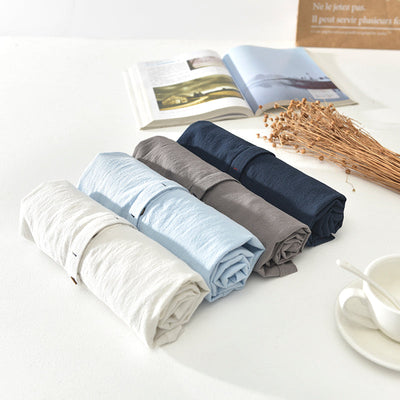 Lässiges Herrenhemd aus Baumwolle und Leinen mit himmelblauem Knopf - Elias