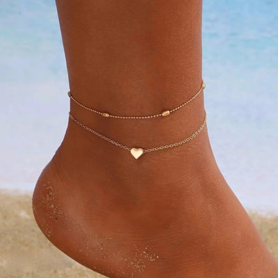 Goldfarbene Fußkette mit Herzanhängern Für Damen