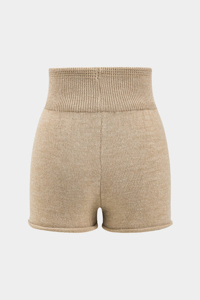 Luana | Stylishes Strick-Zweiteiler-Set mit One-Shoulder-Pullover & High-Waist-Shorts