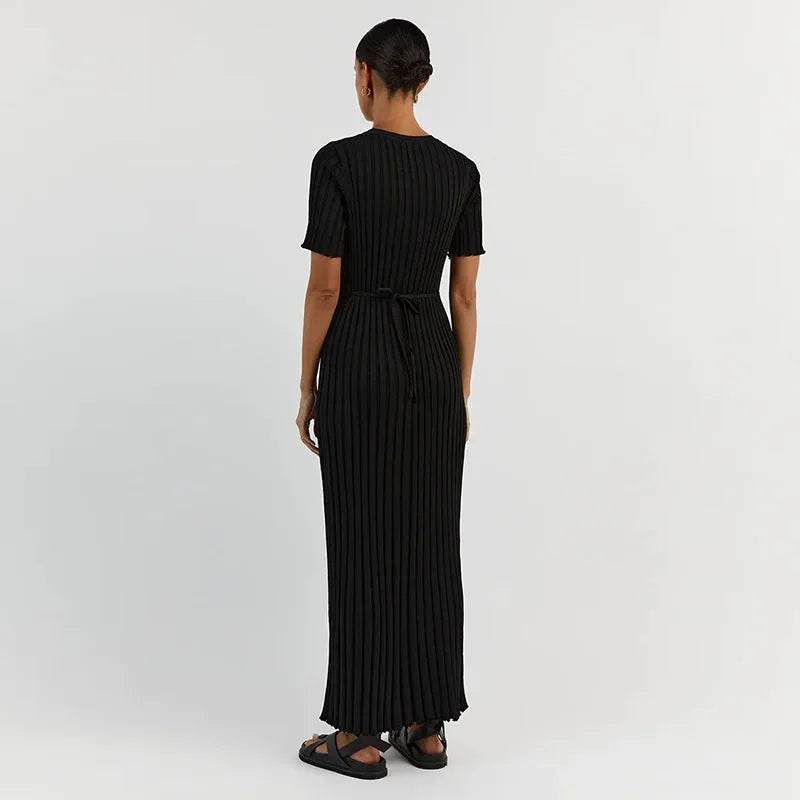 Gisela® | Einfarbiges Strick-Maxikleid