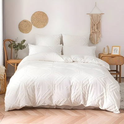 ZippWeave Bettwäsche-Set – Geometrisches Boho Tufted Duvet Bezug Set