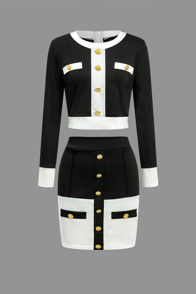 Karina | Elegantes Zweiteiler-Set mit Button-Detail & Minirock