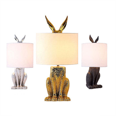Goldene Kaninchen Tischlampe – Originelle Designer-Leuchte mit Schirm