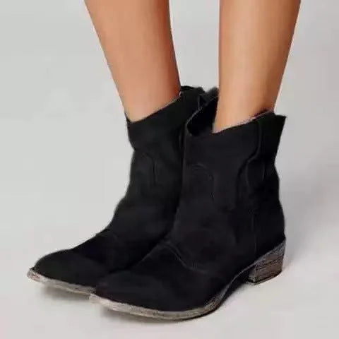 Damen Cowboy Boots mit Blockabsatz und Seitenschlaufen