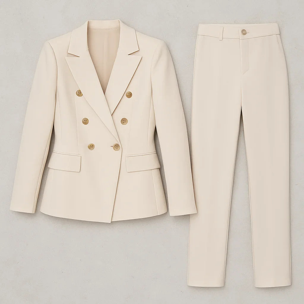 Damen Anzug Set Zweireihig Slim Fit Blazer & Hose