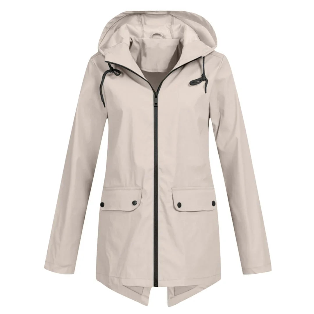 Damen Regenjacke mit Reißverschluss und Kapuze