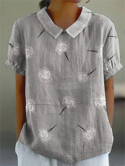 Damen Polo mit floralem Stickmuster und kurzen Ärmeln