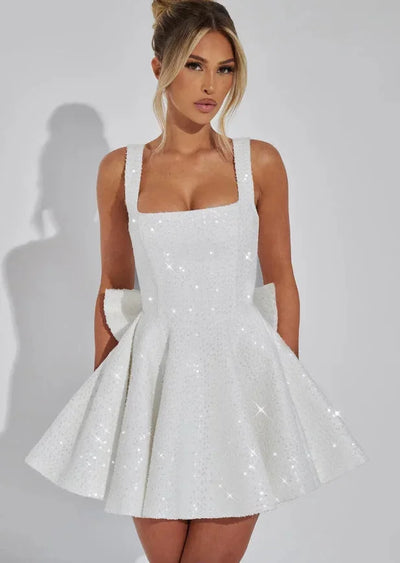 Damen Funkelndes Minikleid mit ausgestelltem Schnitt