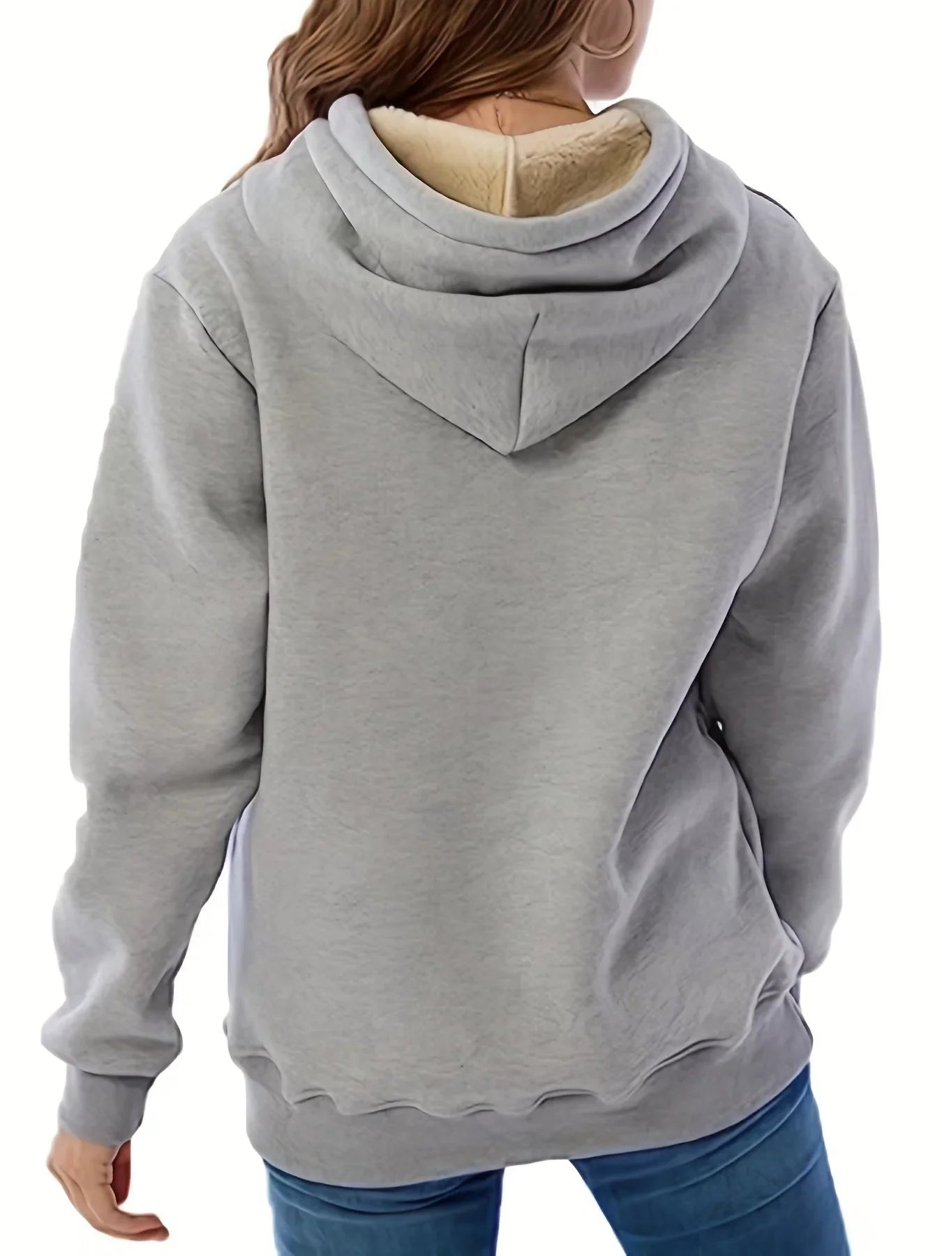 Damen Hoodie mit Fleece-Innenfutter und hohem Kragen