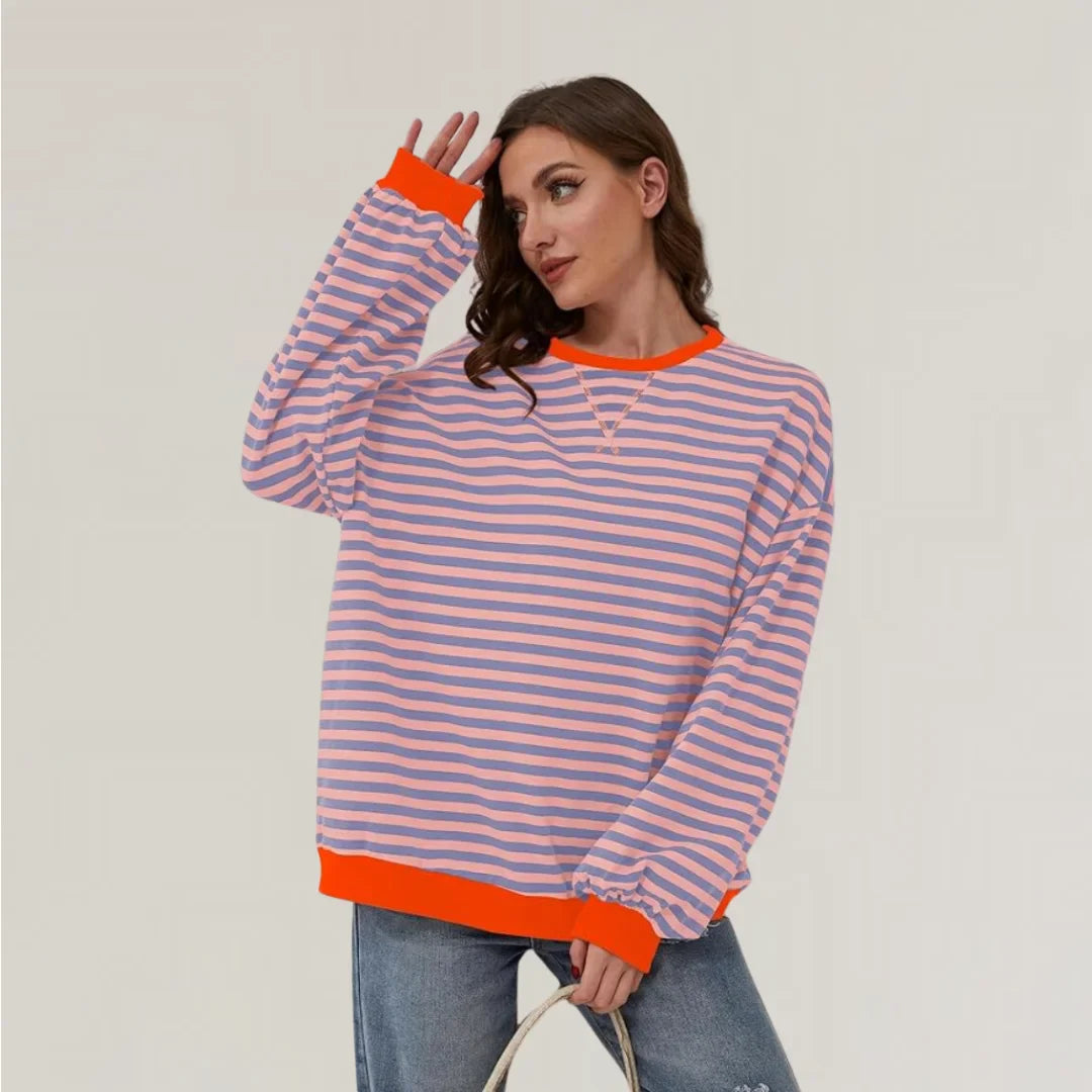 Damen Oversized Pullover mit Streifenmuster