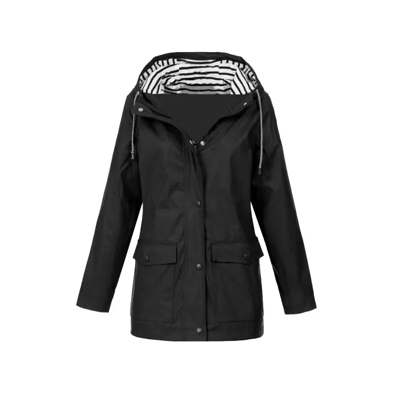 Damen Regenjacke mit Kapuze und Innenfutter