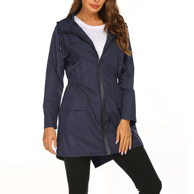 Damen Regenjacke mit Kapuze und Taschen