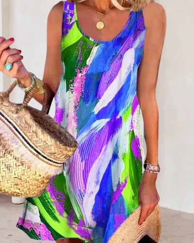 Ärmelloses Minikleid für Damen mit buntem Muster