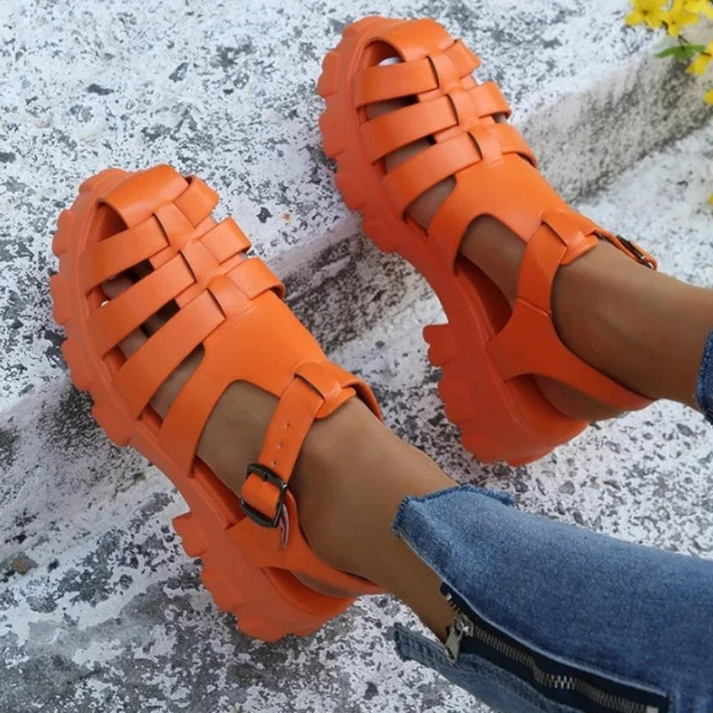 TINATII  Damen Sandalen - Feste Plattform, Geschlossene Zehen