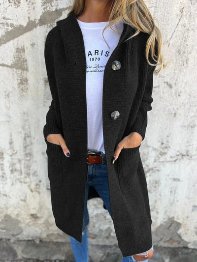 Damen Strickjacke mit Schalkragen und Knopfverschluss