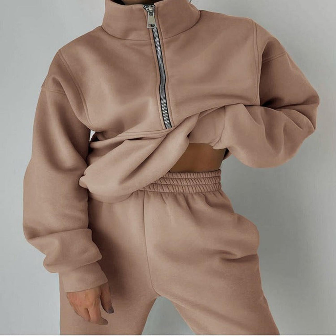 TINATII  Damen Sweatshirt und Hose Set mit Reißverschluss