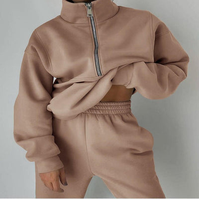 TINATII  Damen Sweatshirt und Hose Set mit Reißverschluss