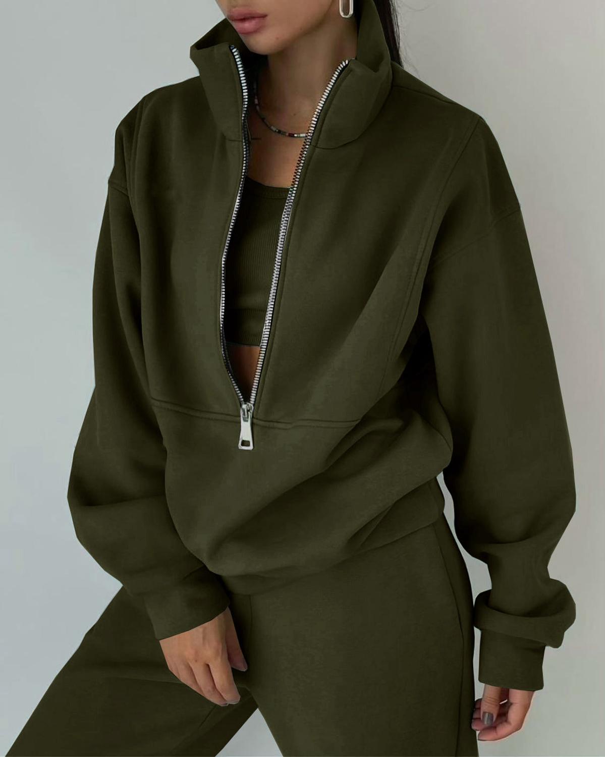 TINATII  Damen Sweatshirt und Hose Set mit Reißverschluss