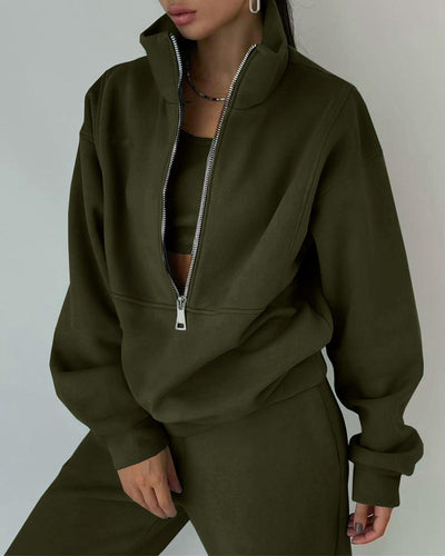 TINATII  Damen Sweatshirt und Hose Set mit Reißverschluss