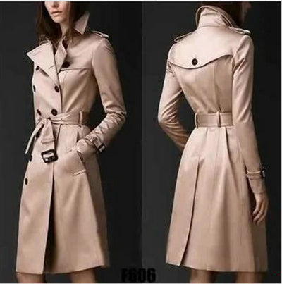 Damen Trenchcoat mit Gürtel und Doppelter Knopfreihe