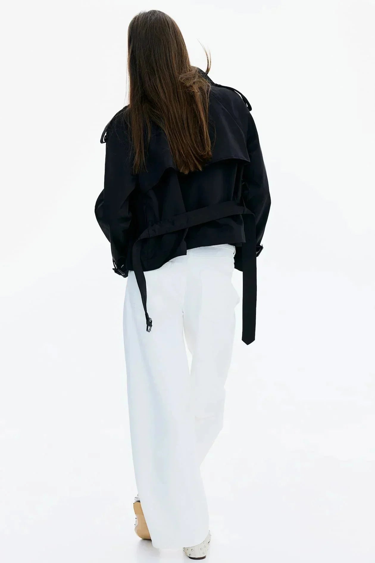 Damen Trenchcoat mit hohem Kragen und Taillengürtel