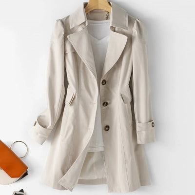 Damen Trenchcoat mit Knopfverschluss und Taschendetails